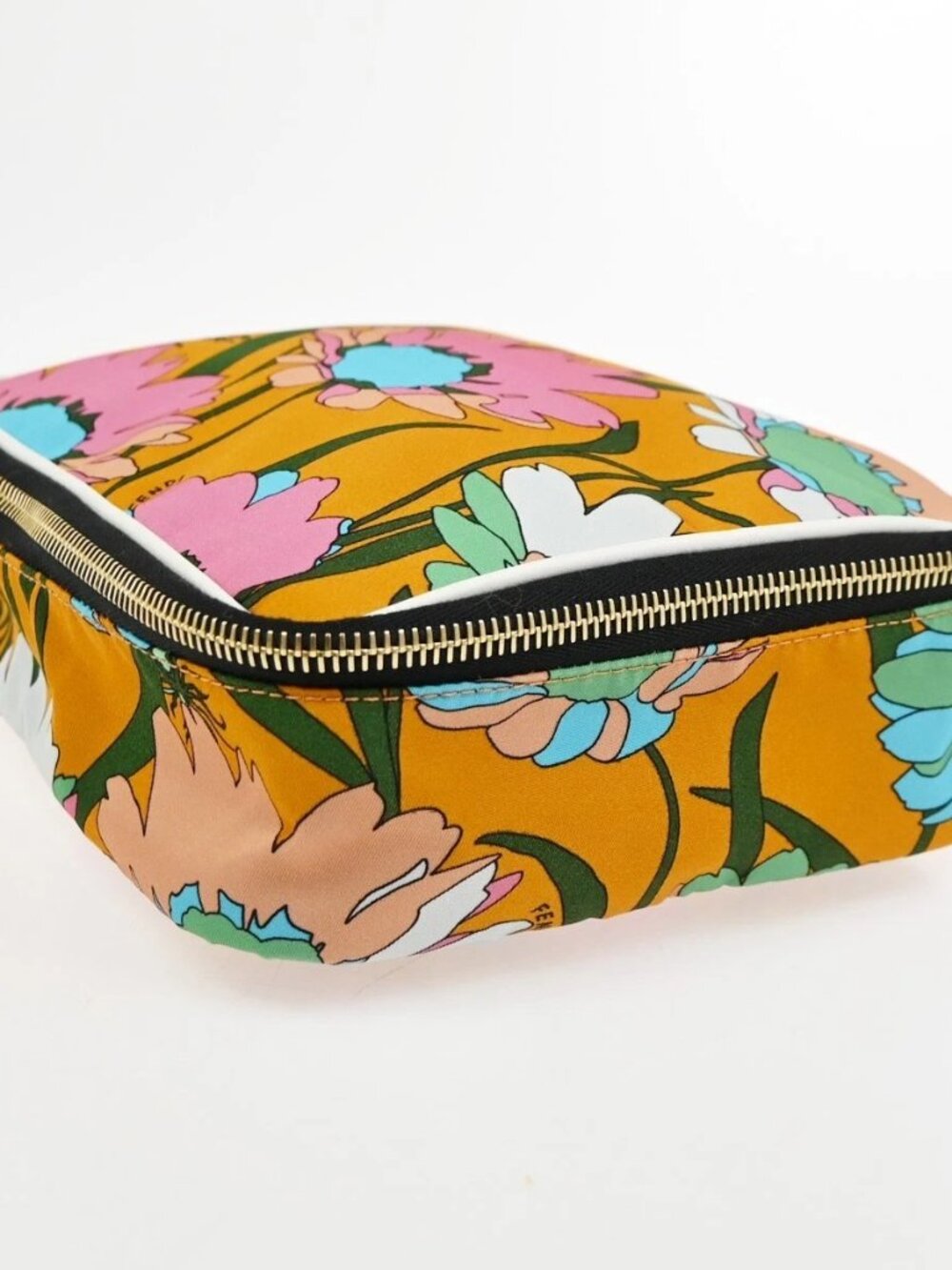 FENDI Square Clutch Pouch Bag Nylon Leather Multicolor Orange GHW Italy 36KD680 - Picture 2 of 14